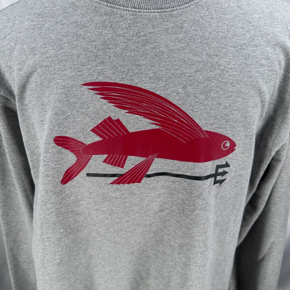 Patagonia Organic Cotton Flying Fish Trident Sweatshirt Gray Mens XL Long Sleeve - Picture 2 of 9